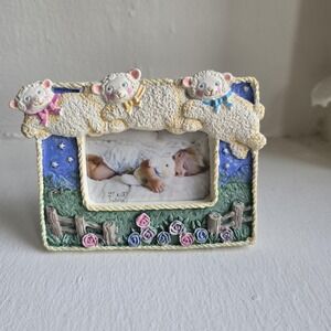Vintage Figi Sheep Lamb Picture Frame 1990s Nursery Baby Decor 2x3 Photo